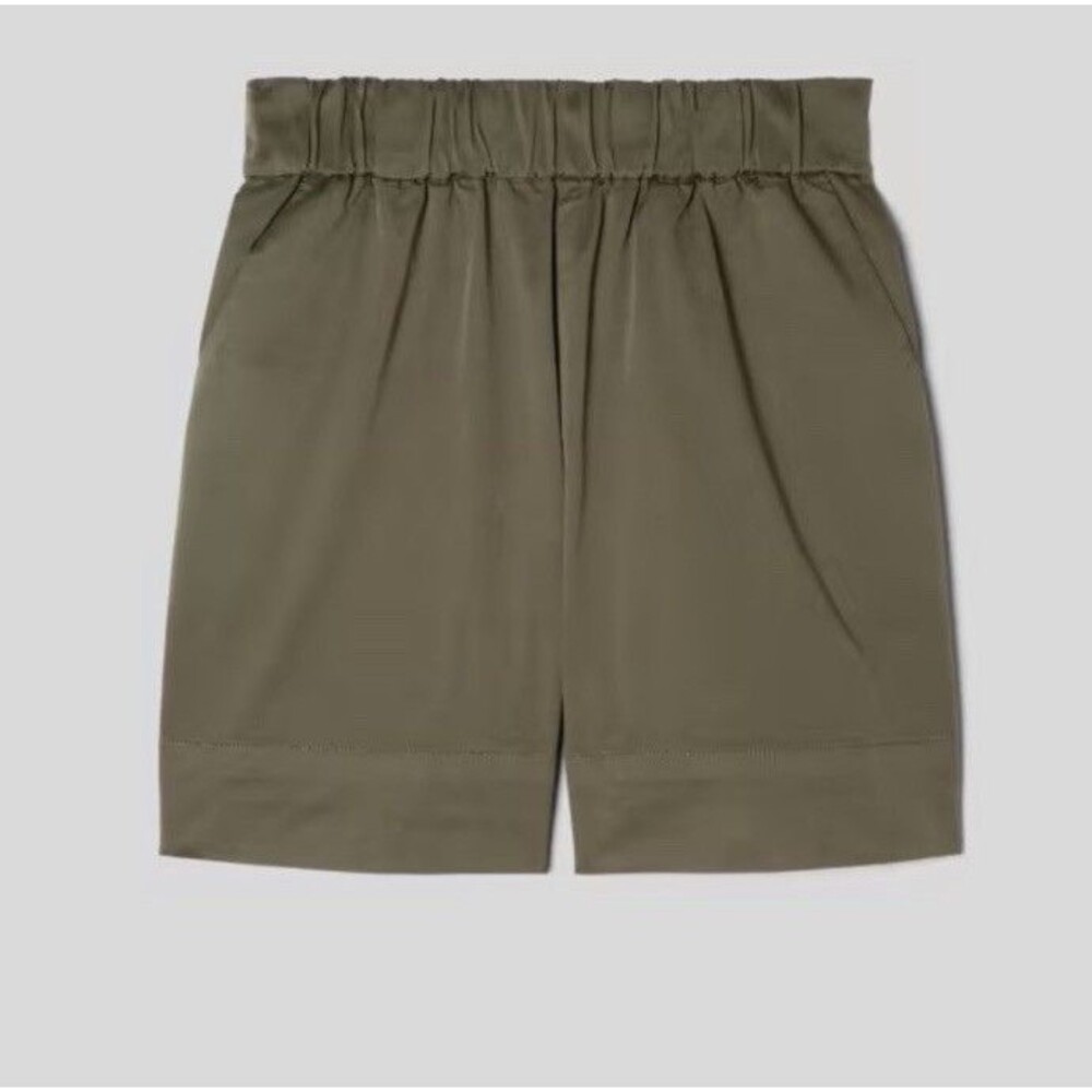 Everlane The Easy Short Twill Pull On Olive Green Size XS Pockets Organic Cotton
